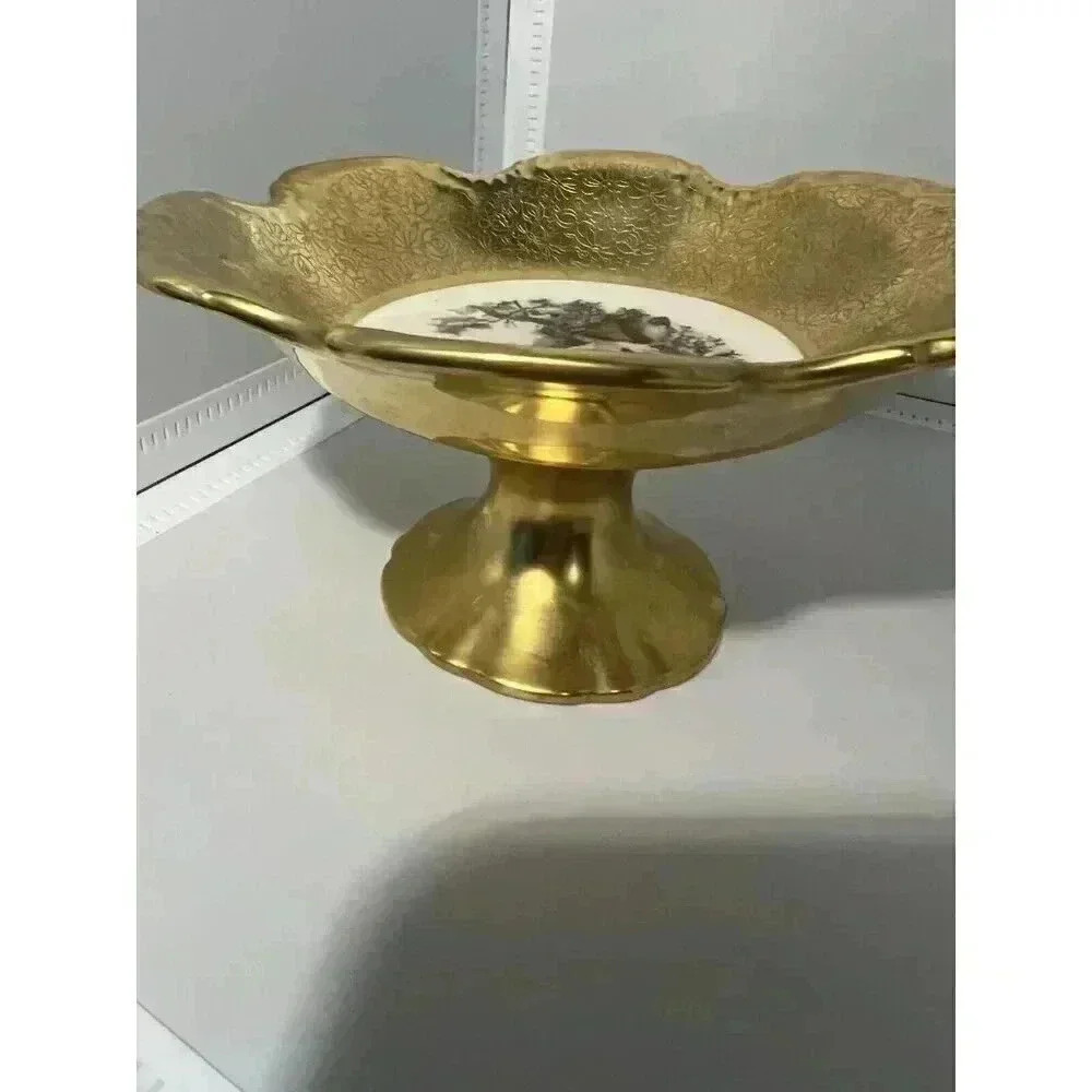 vintage pickard china gold Encrusted Tazza Hand Painted Victorian - Picture 3 of 7